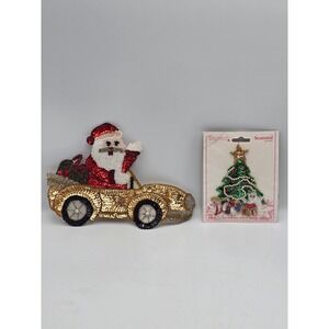 Elegance‎ Christmas Applique Lot Unisex OS Multicolor Good Santa Car Tree Beaded